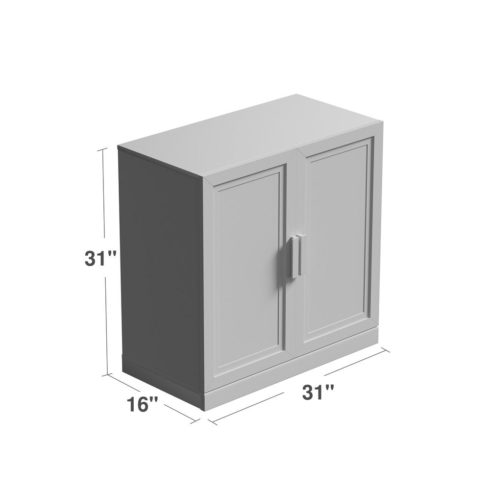 31" Natural Textured Door Accent Cabinet With Three Shelves
