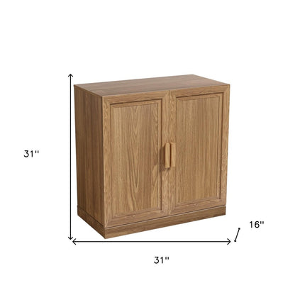 31" Natural Textured Door Accent Cabinet With Three Shelves