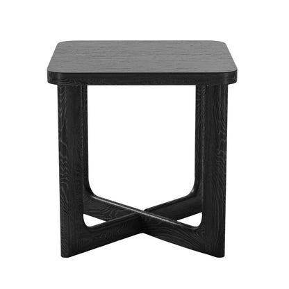 24" Black Solid Wood Square End Table