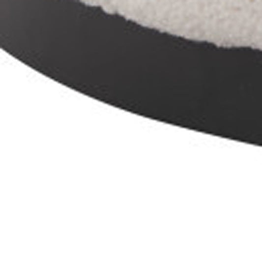 36" Cream And Black Faux Shearling And Upholstered Barrel Chair