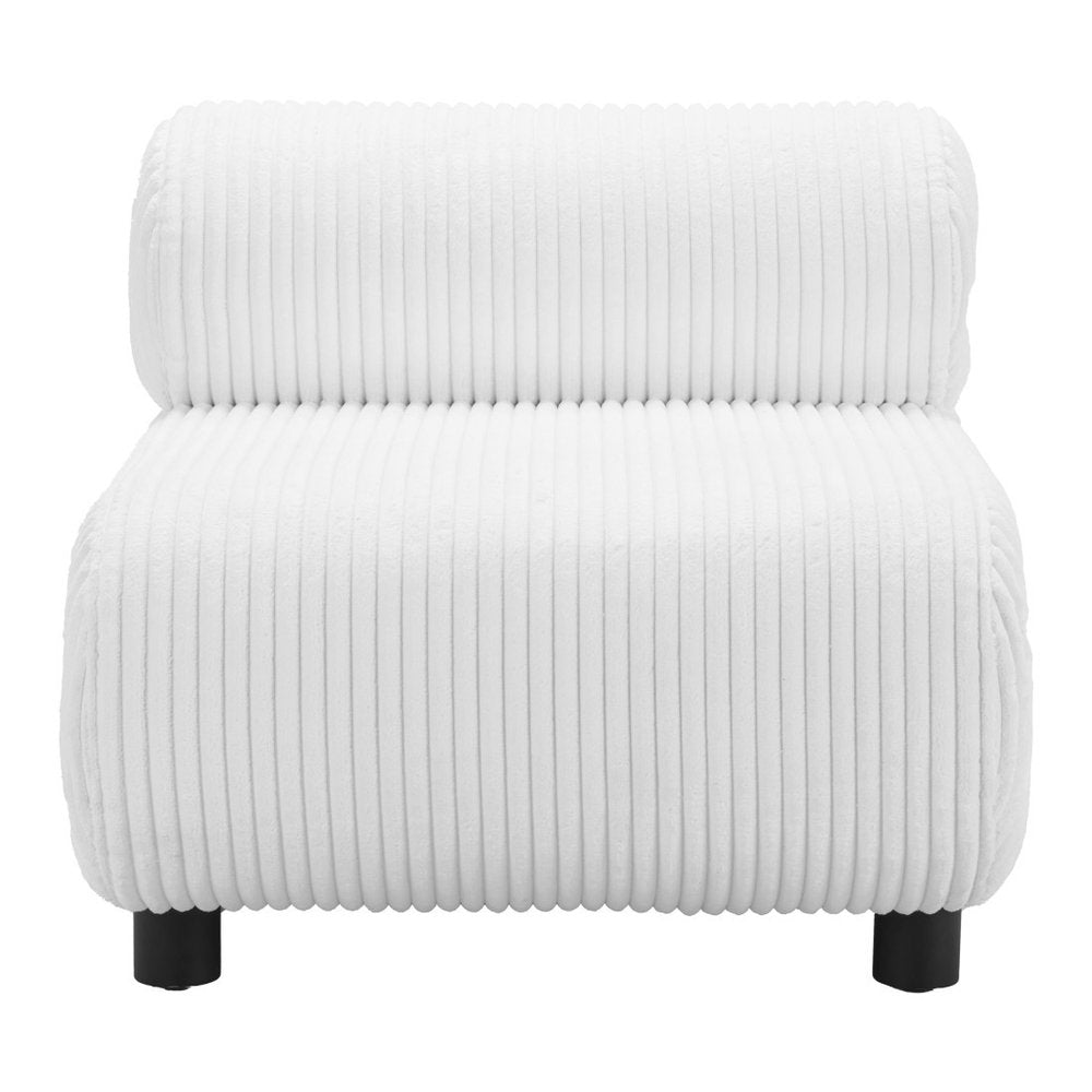 31" White And Black Corduroy And Upholstered Side Chair