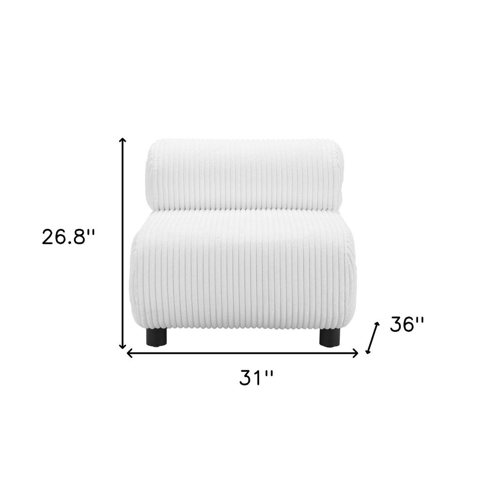 31" White And Black Corduroy And Upholstered Side Chair