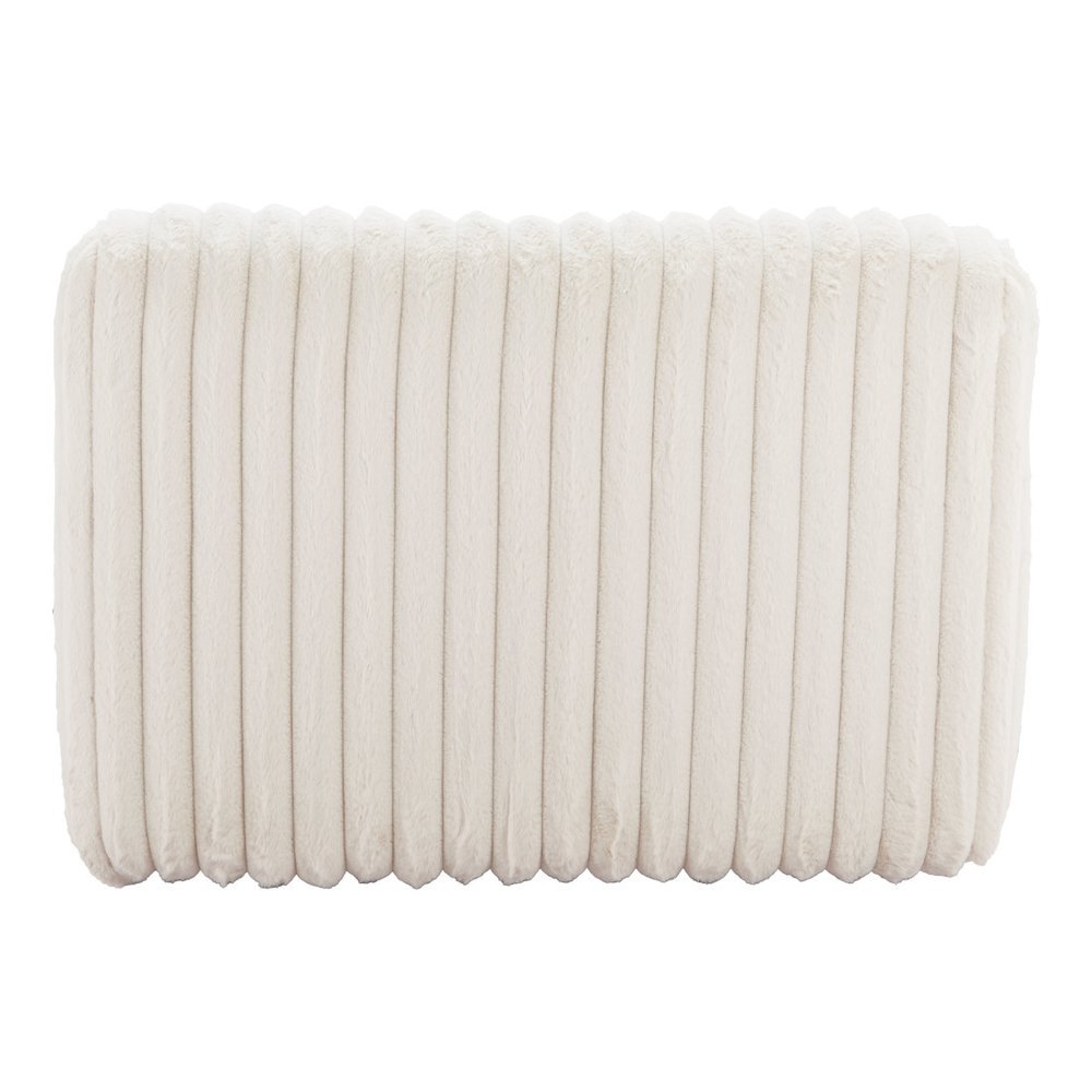 39" Cream Faux Fur And Upholstered Tufted Lounge Chair