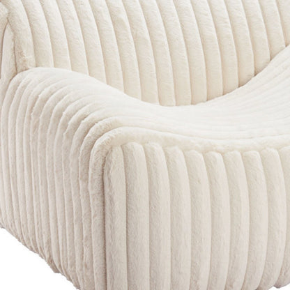 39" Cream Faux Fur And Upholstered Tufted Lounge Chair