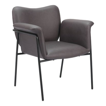 31" Brown And Black Faux Leather And Faux Leather Arm Chair