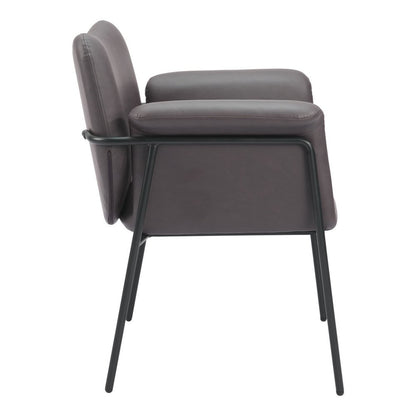 31" Brown And Black Faux Leather And Faux Leather Arm Chair