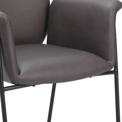 31" Brown And Black Faux Leather And Faux Leather Arm Chair
