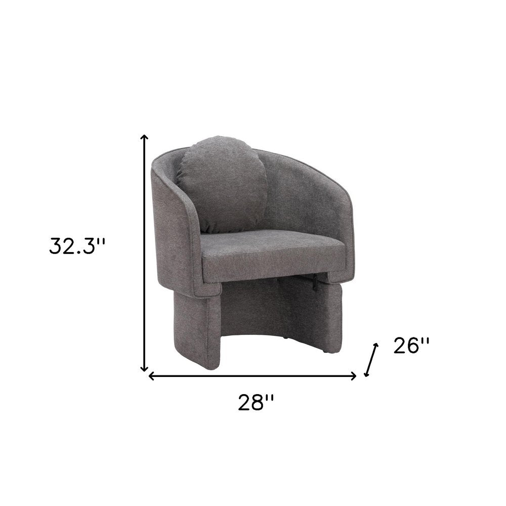 28" Gray Upholstered Club Chair And Toss Pillow