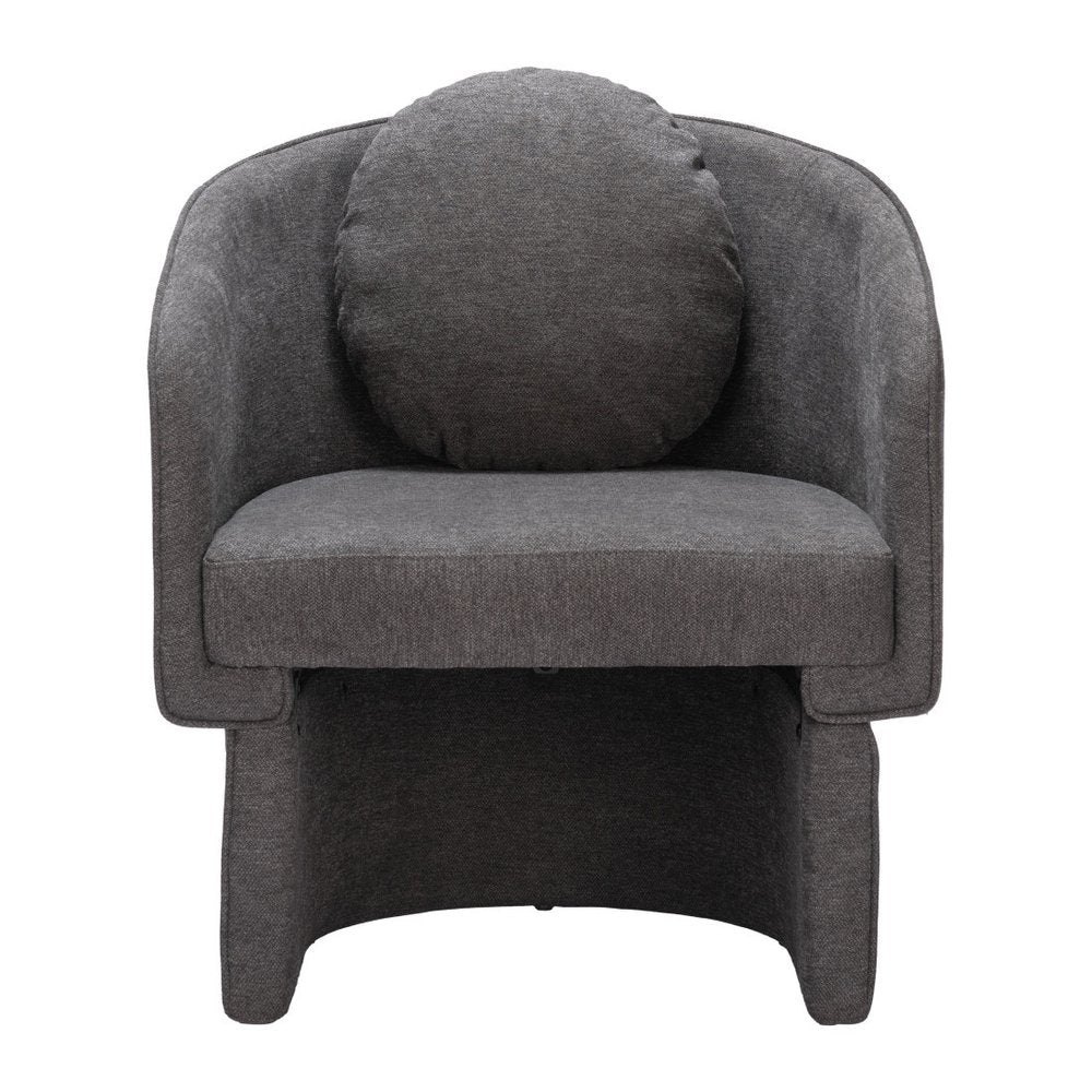 28" Gray Upholstered Club Chair And Toss Pillow