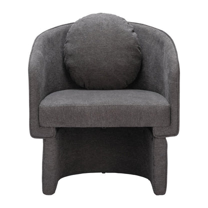 28" Gray Upholstered Club Chair And Toss Pillow
