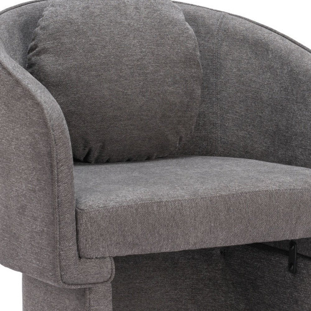 28" Gray Upholstered Club Chair And Toss Pillow