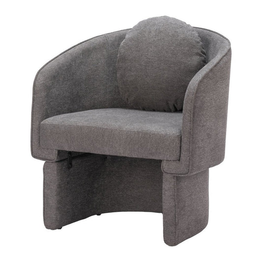 28" Gray Upholstered Club Chair And Toss Pillow