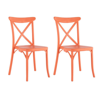 Set of Two Salmon Heavy Duty Plastic Outdoor Stacking Dining Chairs