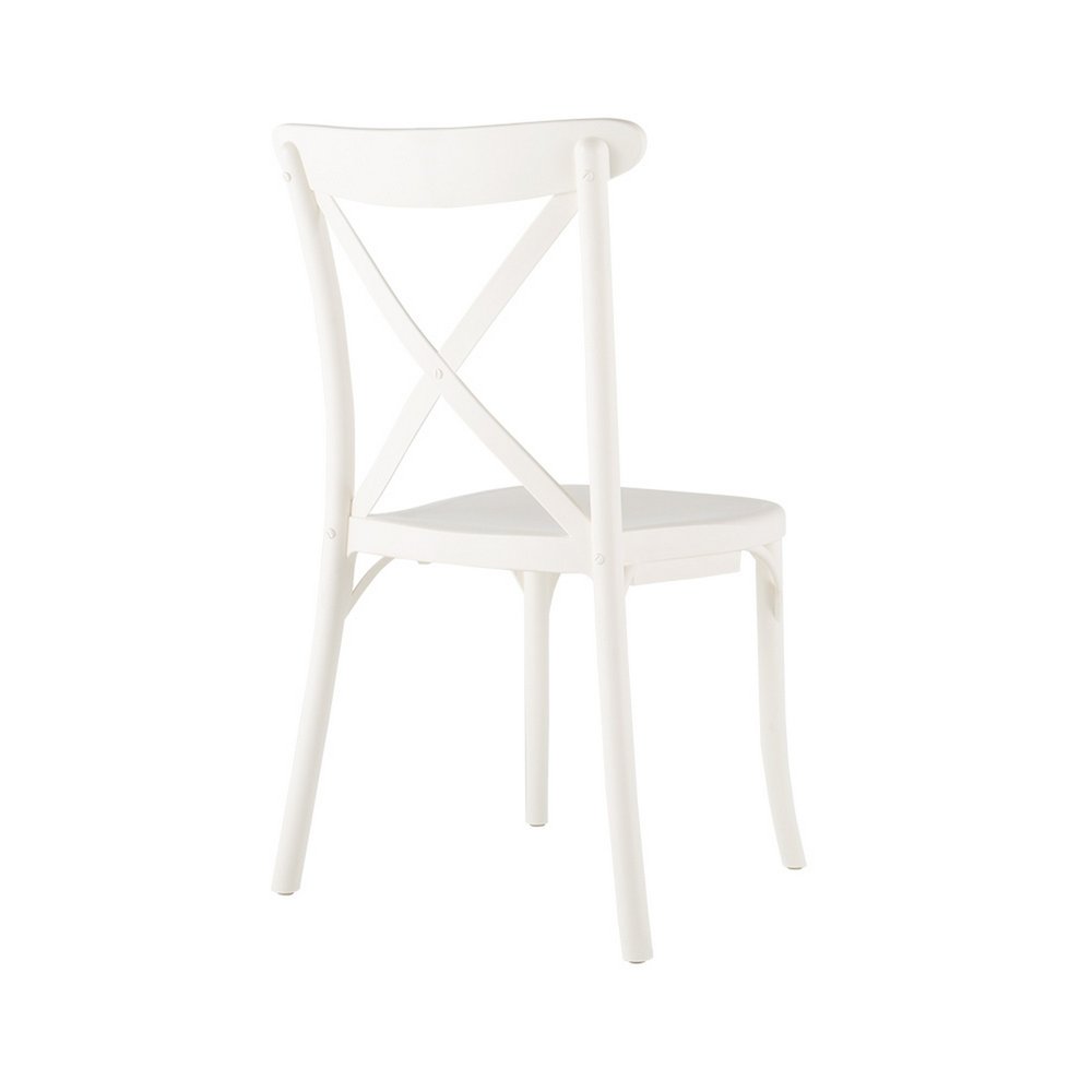 Set of Two White Heavy Duty Plastic Outdoor Stacking Dining Chairs
