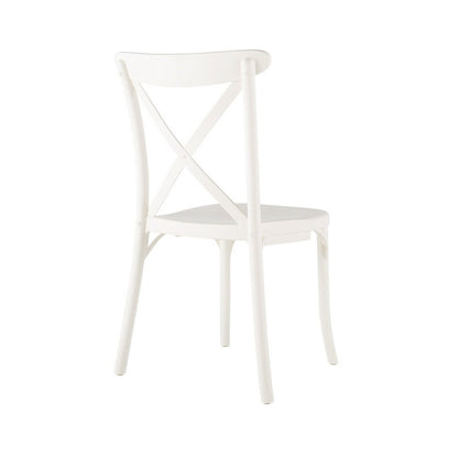 Set of Two White Heavy Duty Plastic Outdoor Stacking Dining Chairs