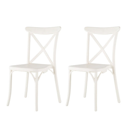 Set of Two White Heavy Duty Plastic Outdoor Stacking Dining Chairs