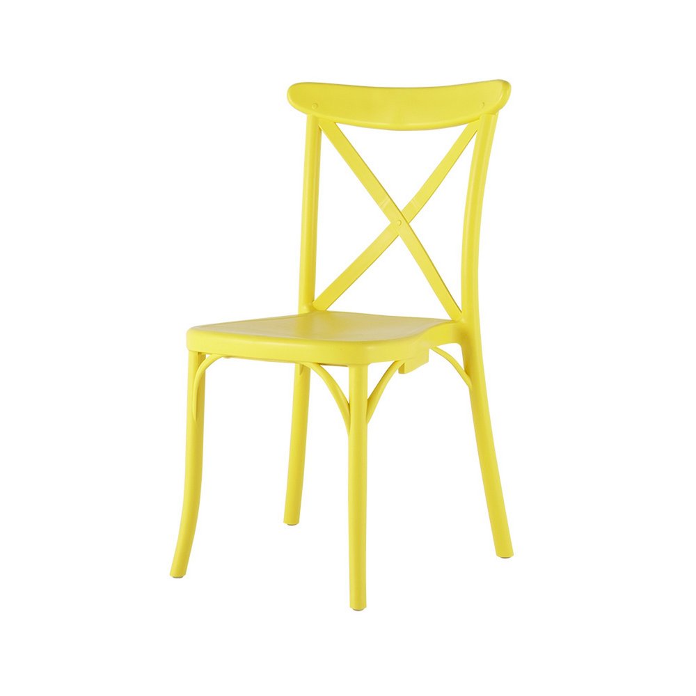 Set of Two Yellow Heavy Duty Plastic Outdoor Dining Chairs