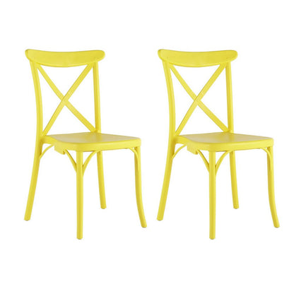 Set of Two Yellow Heavy Duty Plastic Outdoor Dining Chairs
