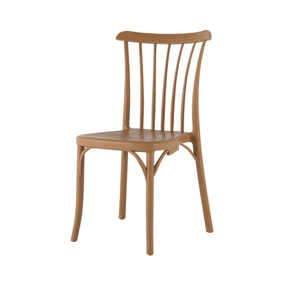 Set of Two Tan and Natural Heavy Duty Plastic Slat Back Dining Side Chairs