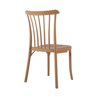 Set of Two Tan and Natural Heavy Duty Plastic Slat Back Dining Side Chairs