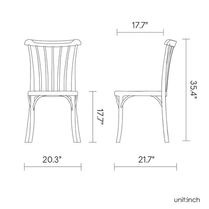 Set of Two Tan and Natural Heavy Duty Plastic Slat Back Dining Side Chairs