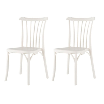 Set of Two White Heavy Duty Plastic Outdoor Stacking Dining Chairs