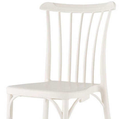 Set of Two White Heavy Duty Plastic Outdoor Stacking Dining Chairs