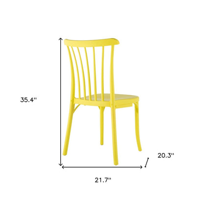 Set of Two Yellow Heavy Duty Plastic Outdoor Stacking Dining Chairs