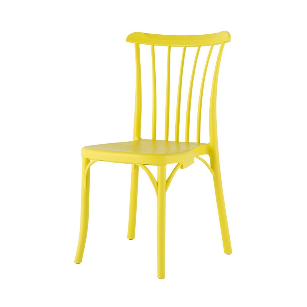 Set of Two Yellow Heavy Duty Plastic Outdoor Stacking Dining Chairs
