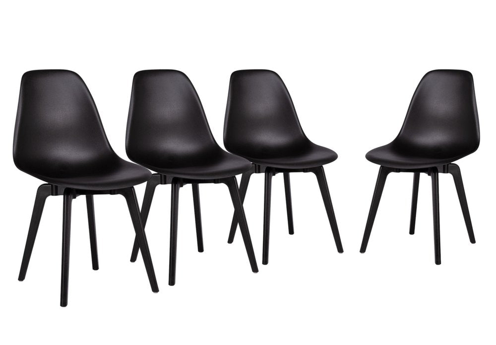Set of Four Black Heavy Duty Plastic Dining Side Chairs