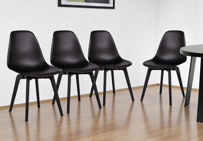 Set of Four Black Heavy Duty Plastic Dining Side Chairs