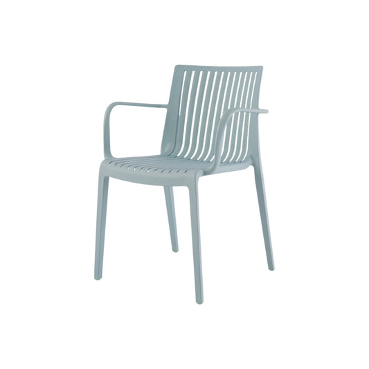 Set of Four 22" Baby Blue Heavy Duty Plastic Outdoor Stacking Arm Chairs