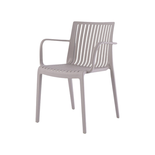 Set of Four 22" Taupe Heavy Duty Plastic Outdoor Stacking Arm Chairs