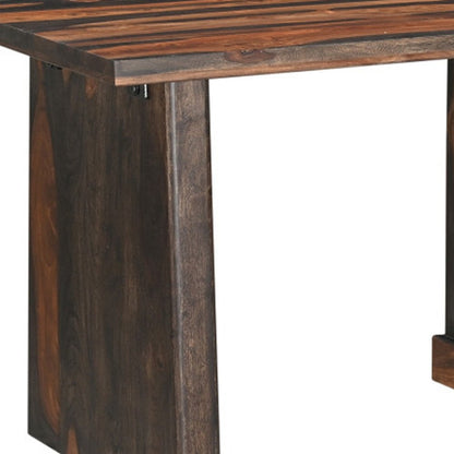 54" Dark Brown and Light Brown Solid Wood Writing Desk With Three Drawers