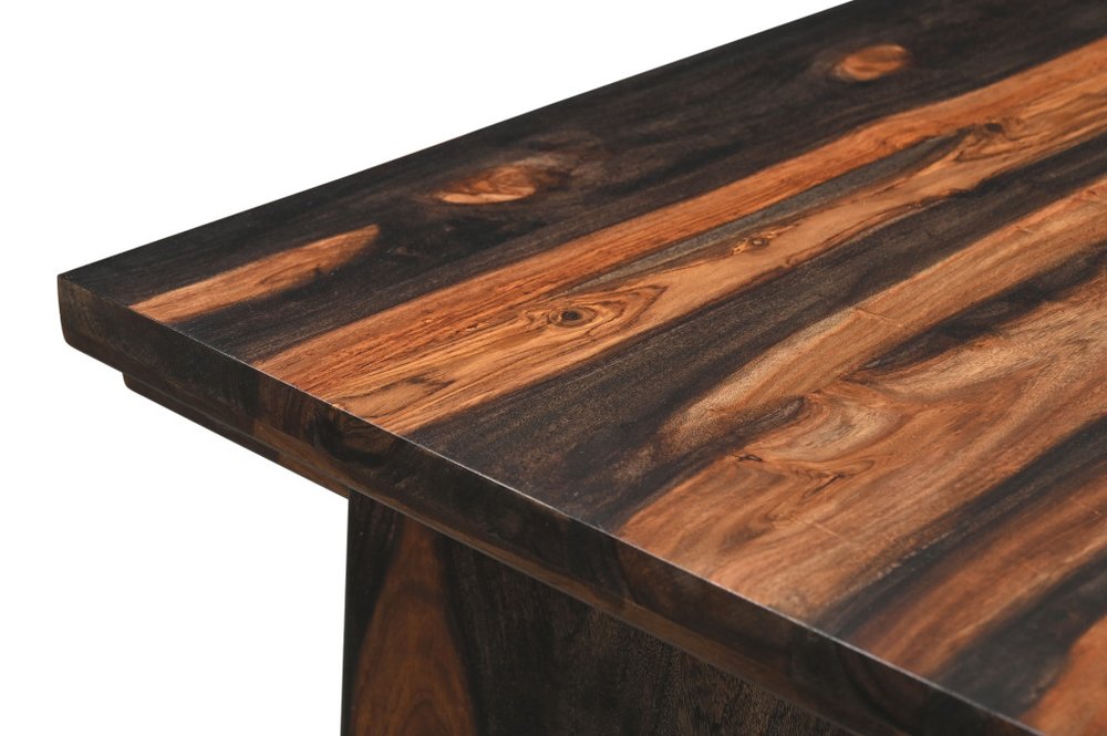 54" Dark Brown and Light Brown Solid Wood Writing Desk With Three Drawers