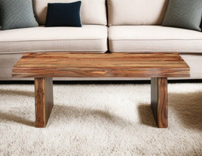 51" Brown Solid Wood Live Edge Coffee Table