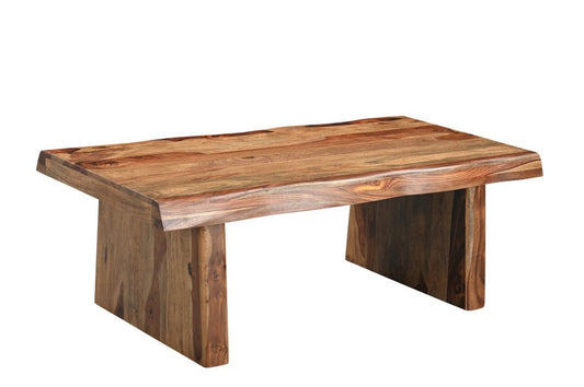 51" Brown Solid Wood Live Edge Coffee Table