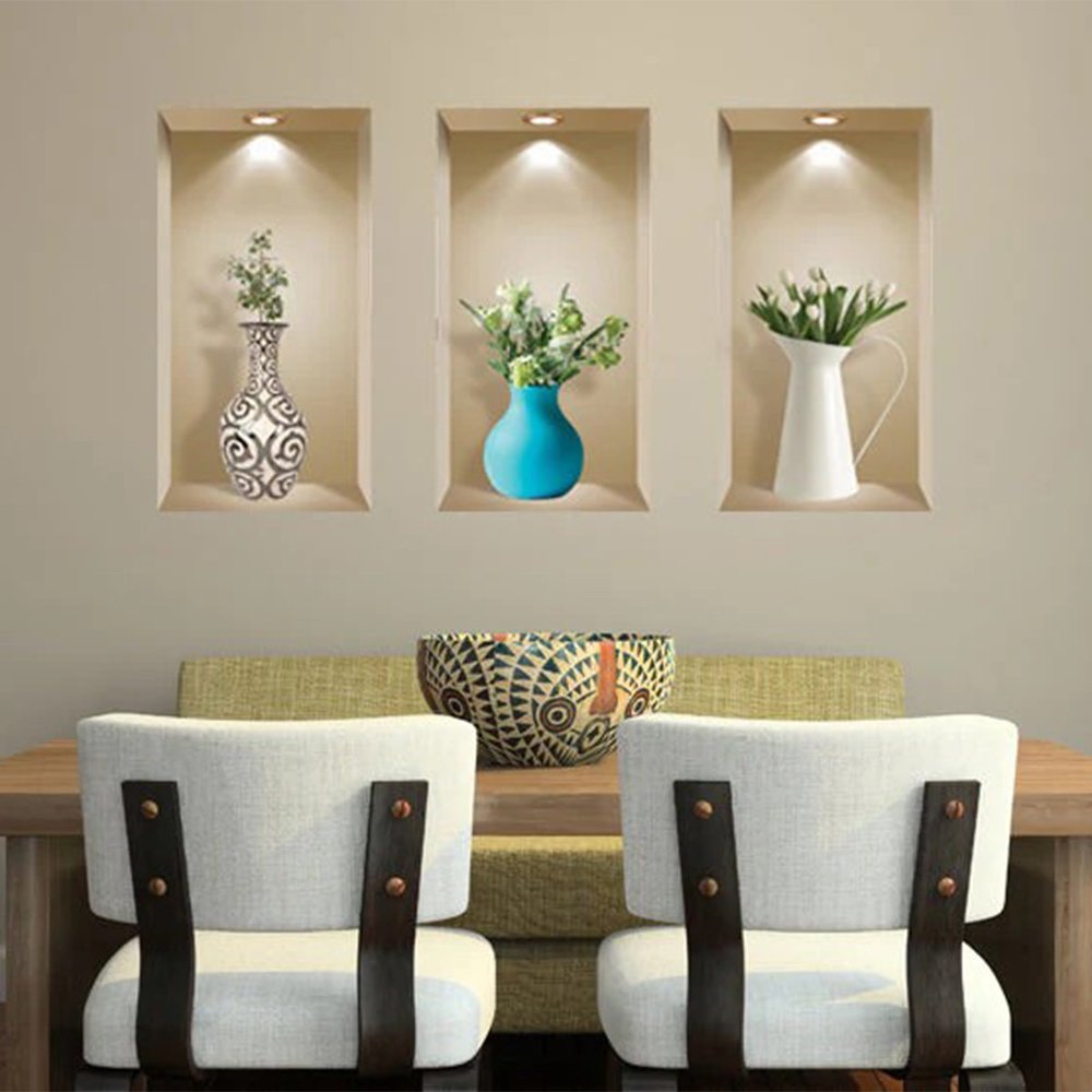Set of Three Ava Faux Niche 3D Peel and Stick Wall Decals