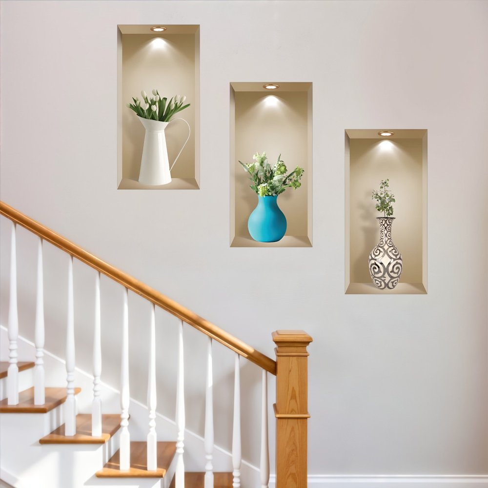 Set of Three Ava Faux Niche 3D Peel and Stick Wall Decals