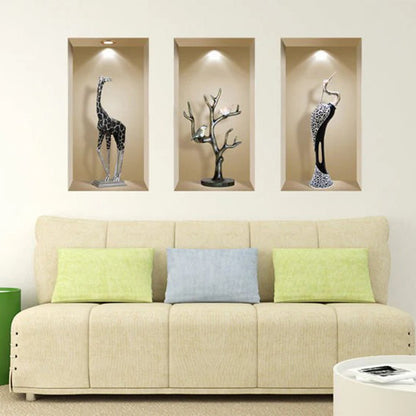 Set of Three Ama Faux Niche 3D Peel and Stick Wall Decals