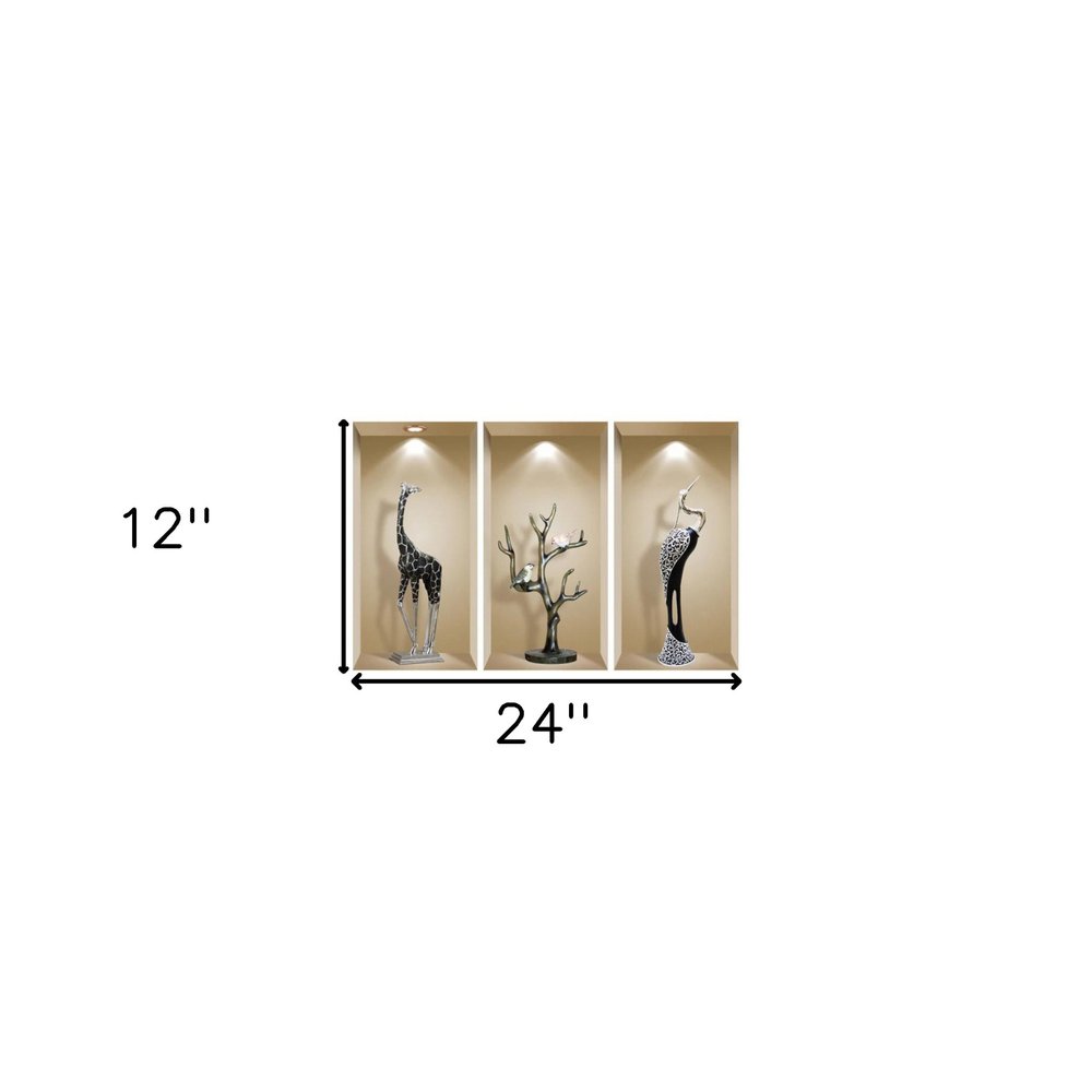 Set of Three Ama Faux Niche 3D Peel and Stick Wall Decals