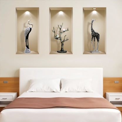 Set of Three Apa Faux Niche 3D Peel and Stick Wall Decals