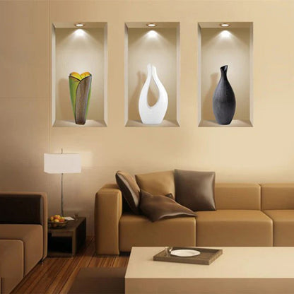 Set of Three Bon Faux Niche 3D Peel and Stick Wall Decals