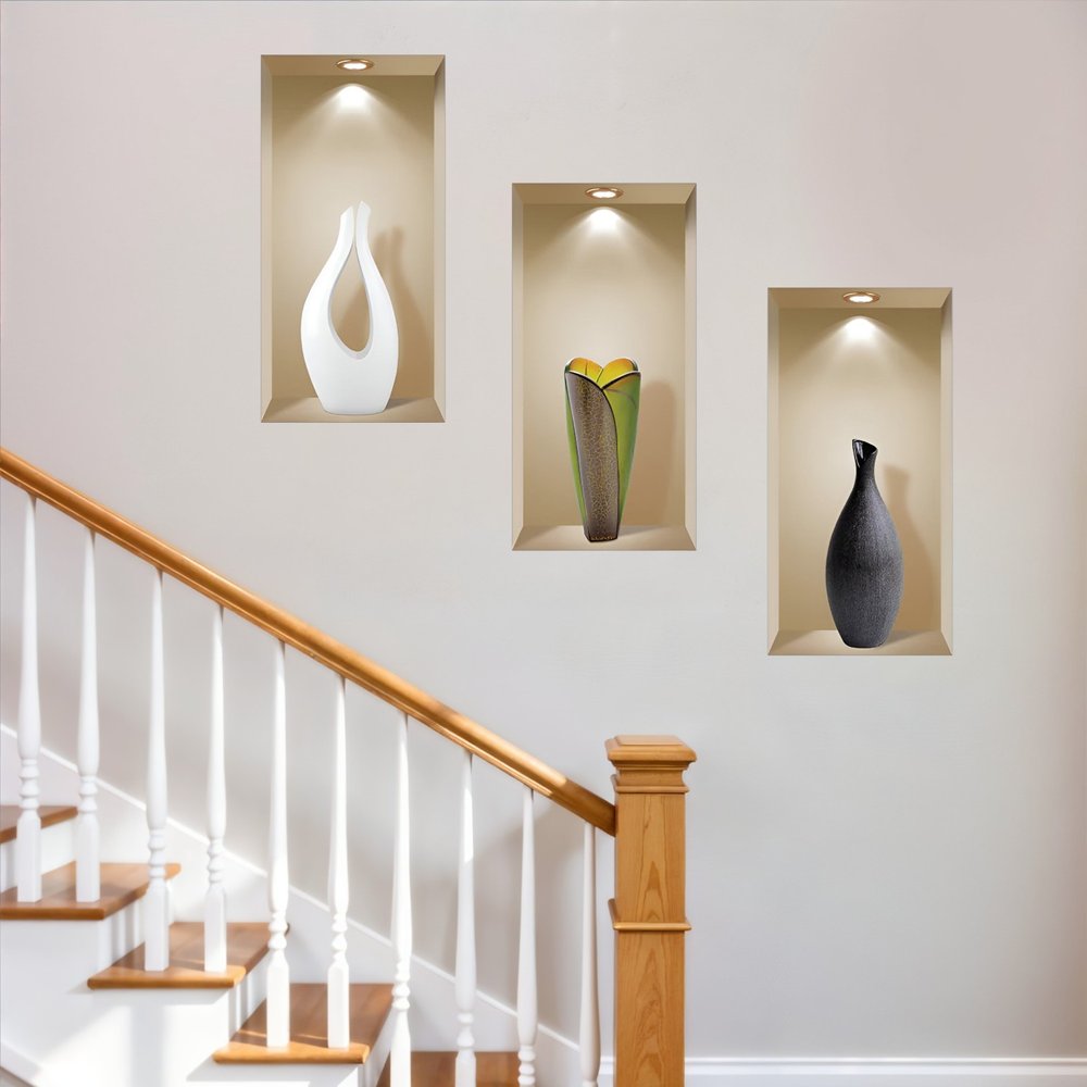 Set of Three Bon Faux Niche 3D Peel and Stick Wall Decals