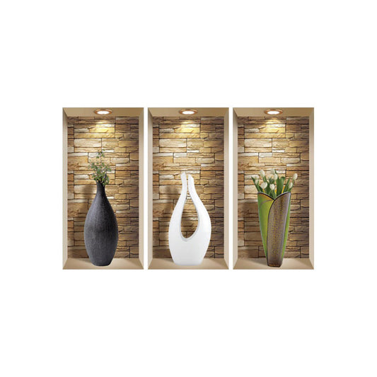 Set of Three Gin Faux Niche 3D Peel and Stick Wall Decals