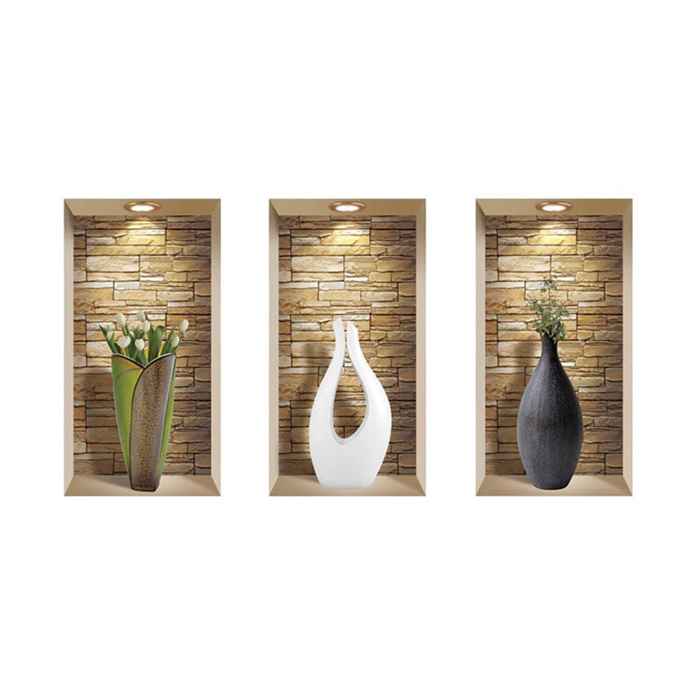 Set of Three Gin Faux Niche 3D Peel and Stick Wall Decals