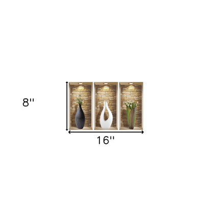 Set of Three Gin Faux Niche 3D Peel and Stick Wall Decals