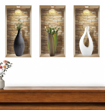 Set of Three Gus Faux Niche 3D Peel and Stick Wall Decals
