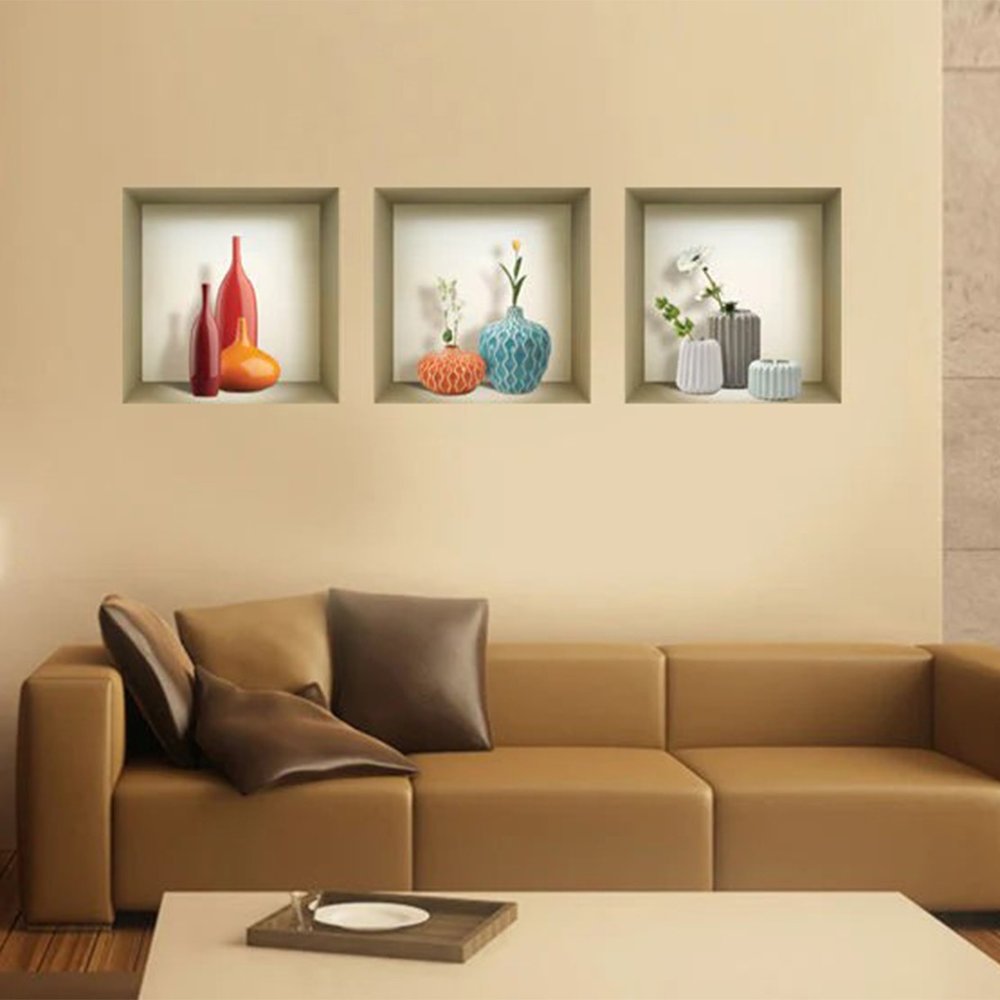 Set of Three Lin Faux Niche 3D Peel and Stick Wall Decals