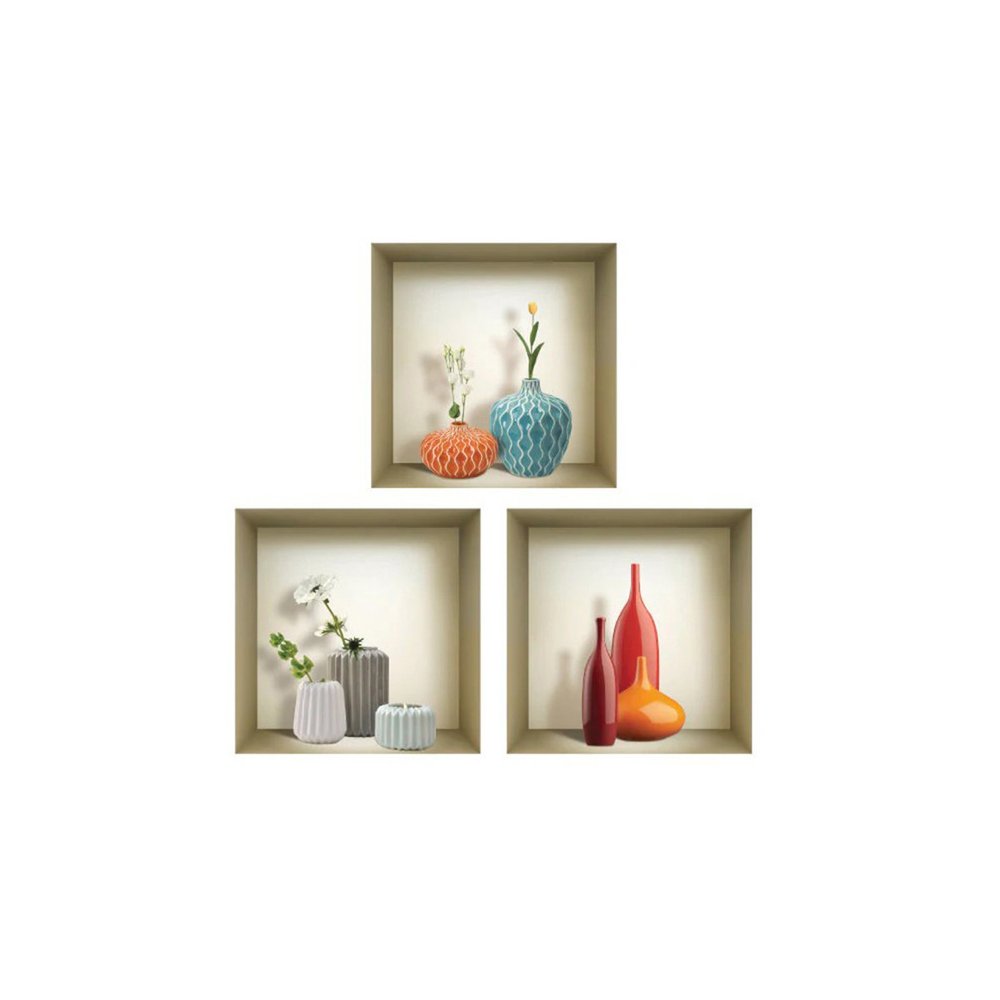 Set of Three Liv Faux Niche 3D Peel and Stick Wall Decals